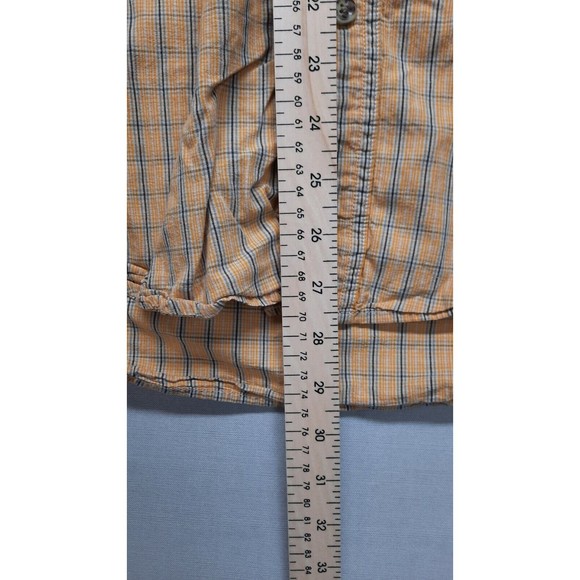 Carhartt Large Mens Yellow Plaid Short Sleeve Pockets Cotton Button Down Shirt - Picture 6 of 7